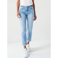 V By Very Ripped Boyfriend Jeans - Light Wash