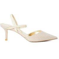 Dune London Wide Fit Classical Slingback Suede Heeled Court Shoes - Gold