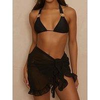 Moda Minx Ruffle Sarong In Black