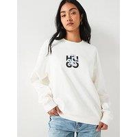 Hugo Classic Logo Crew Neck Sweatshirt - White