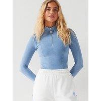 Hugo Nalinia Half Zip Washed Body - Blue