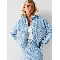 Hugo Garesa Checkerboard Denim Jacket - Blue