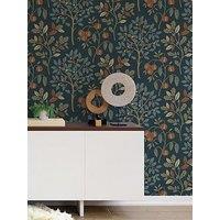 Fine Decor Rowan Autumn Trees Wallpaper In Navy