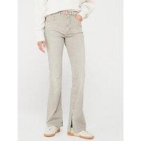 Boss Rosa High Rise Split Hem Flare Jeans - Grey