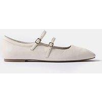 Mint Velvet Mj Cream Leather Ballet Pumps