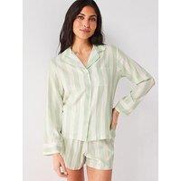 V By Very Stripe Long Sleeve Revere Pj Short Set