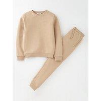 Everyday Boys 2 Piece Long Sleeve Green Sweatshirt And Joggers Set - Beige