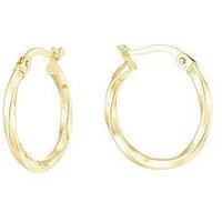 Ernest Jones 9Ct Yellow Gold Earrings. 15Mm Hoop Earrings