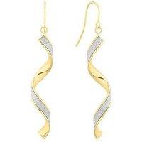 Ernest Jones 9Ct Yellow Gold Sparkle Twist Drop Earrings
