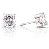 Ernest Jones 9Ct White Gold Earrings. Cubic Zirconia Stud Earrings