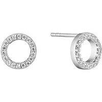 Ernest Jones Silver Earrings. Cubic Zirconia Open Circle Stud Earrings