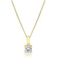 Ernest Jones 9Ct Yellow Gold Necklace. Cubic Zirconia Round Cut Pendant