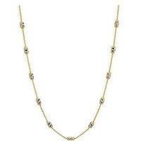 Ernest Jones 9Ct Yellow Gold Necklace. Two Tone Diamond Cut Station Chain