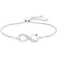 Ernest Jones Sterling Silver Bracelet. Diamond Infinity Adjustable Bracelet