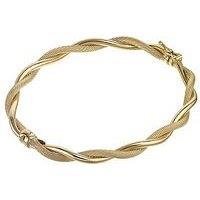 Ernest Jones 9Ct Yellow Gold Bracelet. Matt And Polished Twist Bracelet