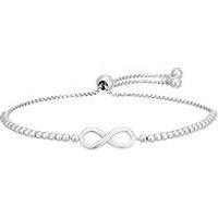 Ernest Jones Silver 9.85 Inch Infinity Symbol Adjustable Ball Bracelet