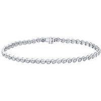 Ernest Jones 9Ct White Gold Bracelet. 0.50Ct Diamond Tennis Bracelet