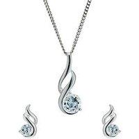 Ernest Jones Sterling Silver Necklace. Cubic Zirconia Earrings & Pendant Set