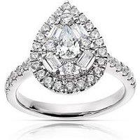 Ernest Jones Platinum Engagement Ring. 1Ct Diamond Pear Shape Cluster Ring