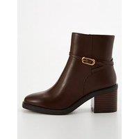 V By Very Wide Fit Block Heel Ankle Boot With Zip - Brown
