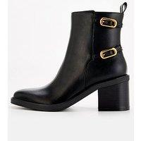 V By Very Double Buckle Block Heel Ankle Boot - Black