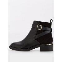 V By Very Buckle Strap Flat Ankle Boot - Black