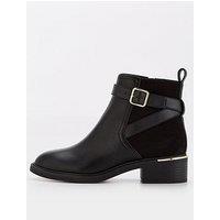 V By Very Wide Fit Buckle Strap Flat Ankle Boot - Black