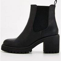 V By Very Block Heel Chunky Chelsea Ankle Boot - Black