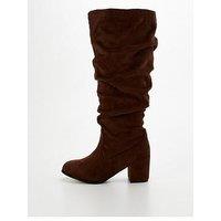 V By Very Wide Fit Knee High Slouch Boot With Wider Fitting Calf - Brown