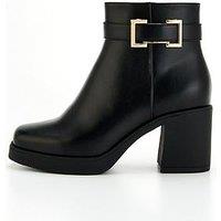 V By Very Extra Wide Block Heel Chunky Chelsea Ankle Boot - Black