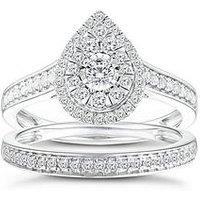 Ernest Jones 9Ct White Gold 0.50Ct Total Diamond Pear Halo Bridal Set