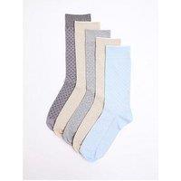 River Island Formal Texture Socks 5 Pack - Pastel Multi