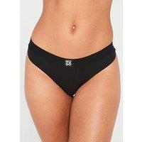 Hugo Ribbed Logo Thong - Black