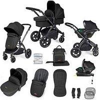 Ickle Bubba Stomp Luxe 12 Piece Travel System With I-Size Stratus Car Seat & Isofix Base - Black / Midnight / Black