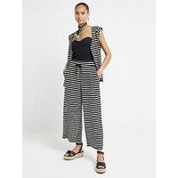 River Island Striped Textured Wide Leg Culottes Co-Ord - Black