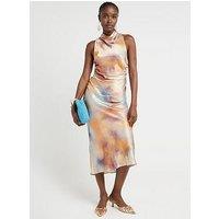 River Island Halterneck Cowl Neck Dress - Light Purple