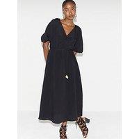 River Island Belted Puff Sleeve Dress - Black