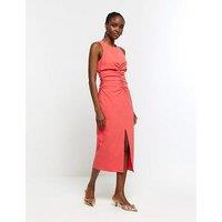 River Island Ruched Detail Dress - Coral