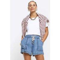 River Island Relaxed Lyocell Shorts - Medium Denim