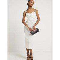 River Island Ruched Bodycon Dress - White