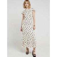 River Island Seam Detail Tea Dress - White