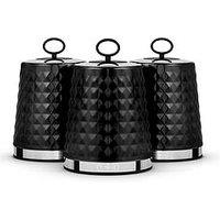 Tower Solitaire Set Of 3 Black Storage Canisters