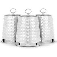Tower Solitaire Set Of 3 White Storage Canisters