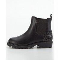V By Very Girls Chunky Glitter Heel Chelsea Boot - Black
