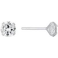 H. Samuel Sterling Silver Earrings. Cubic Zirconia 6Mm Stud Earrings