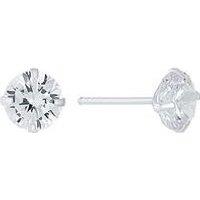 H. Samuel Sterling Silver Earrings. Cubic Zirconia 7Mm Stud Earrings