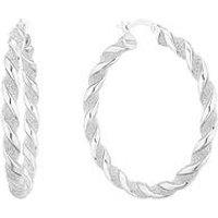 H. Samuel Sterling Silver Earrings. Glitter Twist 33Mm Hoop Earrings