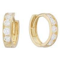 H. Samuel Childrens 9Ct Yellow Gold & Cubic Zirconia 9Mm Huggie Hoop Earrings