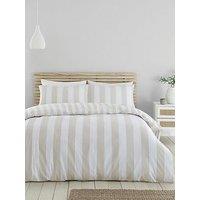 Catherine Lansfield Cove Stripe Duvet Set - Db - Natural