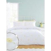 Catherine Lansfield Lorna Embroidered Daisy Duvet Cover Set